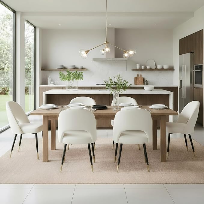 DUOMAY Modern Dining Chair Set of 4 with Open Back, Velvet Upholstered Armless Chair with Metal Frame Side Chair for Kitchen Dining Room Living Room, Beige