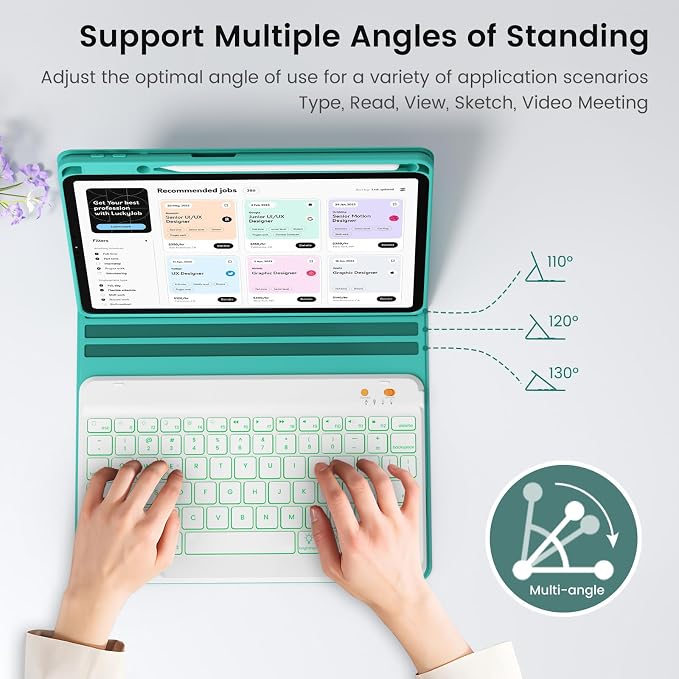BLUTLOTUS Keyboard case for iPad 9th/8th/7th Generation 10.2 Inch - Backlit Wireless Detachable Folio Keyboard Cover with Pencil Holder for iPad 9th/8th/7th Gen Air 3rd Generation 10.5 Inch