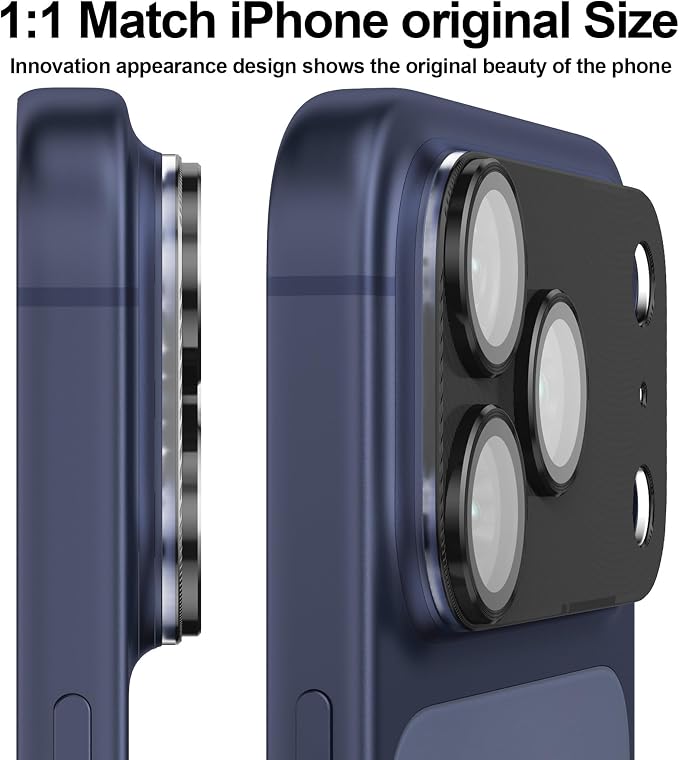 2 Pack for iPhone 17 Pro Camera Lens Protector Metal Aluminum Alloy Tempered Glass Cover Camera Screen Protector Accessories Case Friendly，for iPhone 17 Pro
