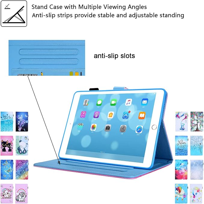 for Apple iPad 10.2 Case 2021/2020/2019 iPad 9th/8th/7th Generation Smart Cover with Pencil Holder [Auto Wake/Sleep] PU Leather Stand Folio Tri-fold Shockproof Thin Shell Colored Graffiti