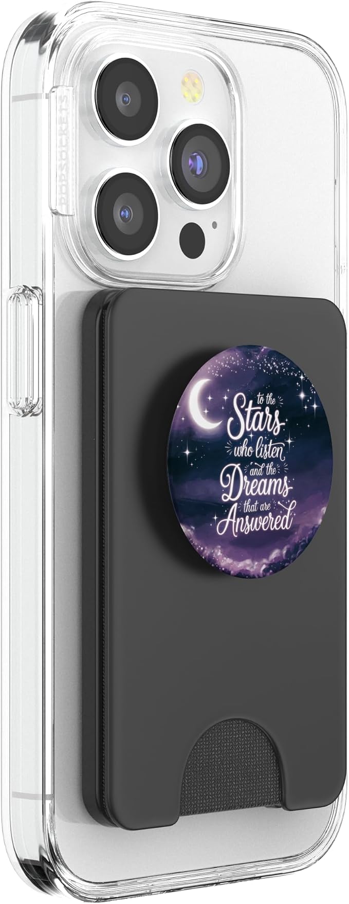 Celestial Stars and Dreams Night Sky Quote Design PopSockets PopWallet for MagSafe