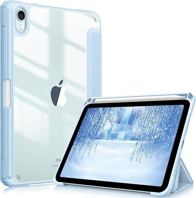 Fintie Clear Case for iPad mini 7th Generation (A17 Pro) / mini 6 8.3 | Slim Hybrid Shockproof Hard PC Back Cover Pencil Holder Viewing &amp Typing Angles Auto Sleep/Wake Black