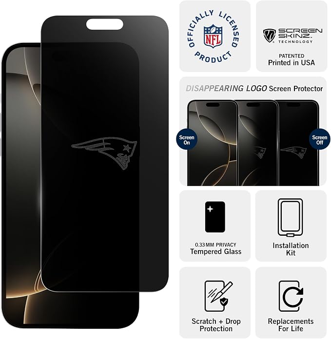 NFL Arizona Cardinals Privacy Screen Protector As Seen on Shark Tank Tank for iPhone 17 w/ Disappearing Design - Scratch-Resistant Glass Protector - Easy-Install Screen Guard w/ Disappearing Design (I