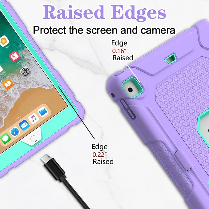 LTROP Case for iPad 6th 5th Generation (9.7 inch 2018/2017) Shockproof Protective iPad 9.7 Case with Built-in Stand/Pencil Holder for iPad 6th/5th Gen Air 2 Black