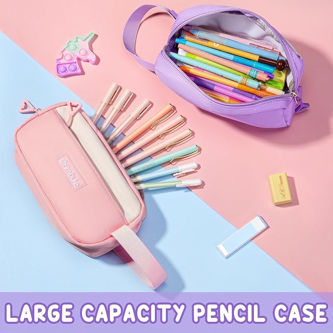 Fimibuke Backpacks for Girls, 3 PCS Waterproof School Backpack with Lunch Box, Pencil Pouch Set for Kids Teens Girls, Cute Bookbag School Bag for Elementary Middle High School Student Ages 6+(Purple)