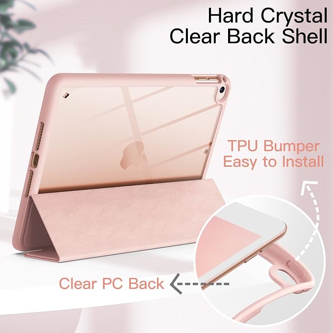 JETech Case for iPad mini 5/4 (7.9-Inch 2019/2015 Model) with Pencil Holder Clear Transparent Back Shell Slim Stand Shockproof Tablet Cover Auto Wake/Sleep (Black)