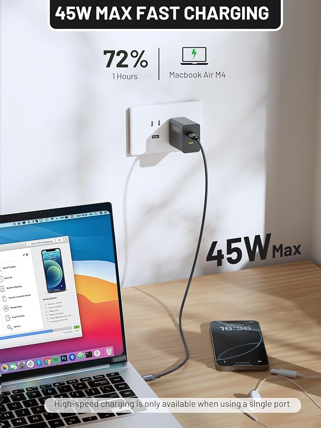 140W USB C Charger 4-Port GaN PD3.1 PPS Fast Charger Power Adapter | Foldable Plug Travel Essential for MacBook Pro/Air Laptop iPhone 17/16/15 Pro Max Galaxy S26/S25 Ultra iPad Steam Deck