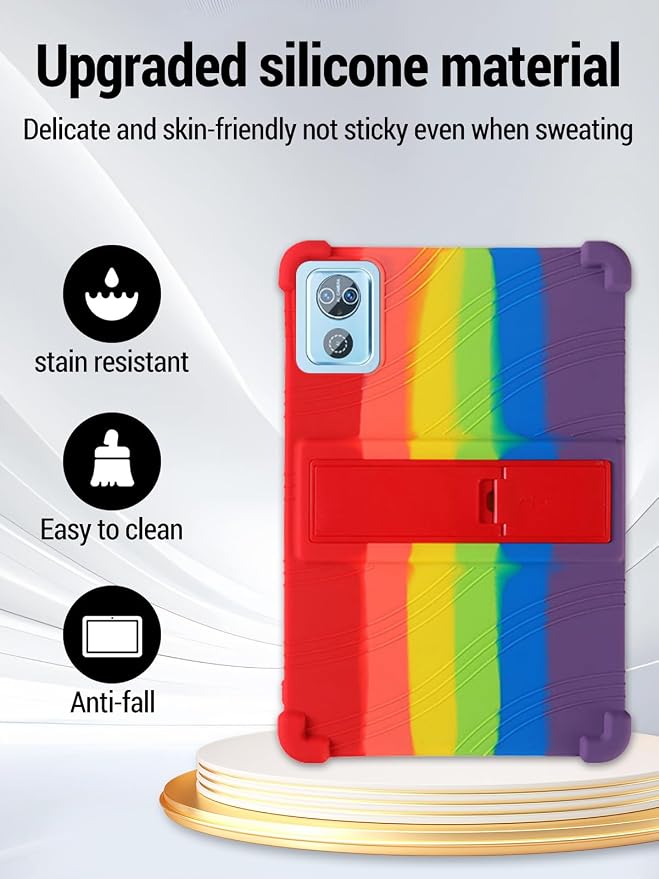 for DEERTiME E15 10 inch Android 15 Tablets Protective caseShockproof Lightweight Silicone Protective Cover with StandChild-Friendly ProtectionEasy to Clean DesignBlack