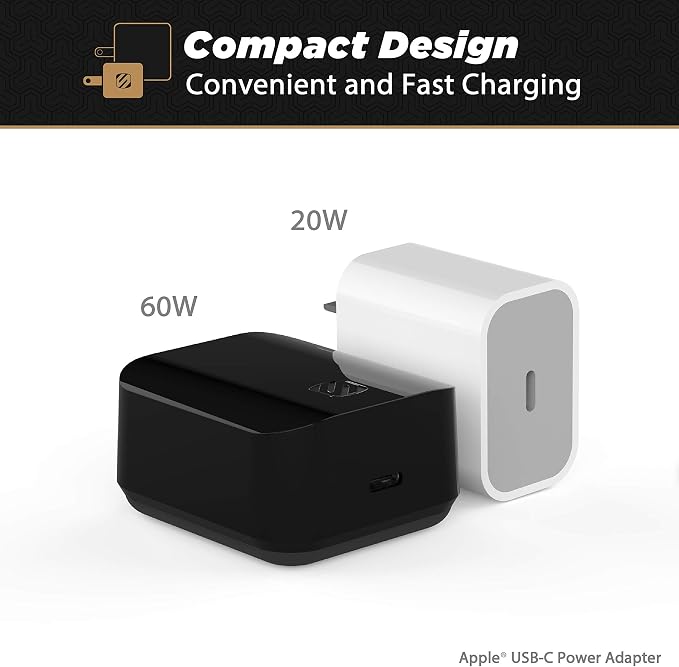 Scosche HPDCA32 PowerVolt 32W Certified Type-C + Type-A Fast Wall Charger Power Delivery 3.0 for ALL USB-C and USB-A Devices in Black