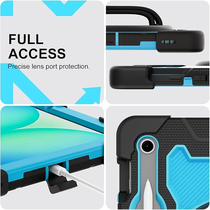 Galaxy Tab S10 Lite/S10 FE/S9 FE 5G/S9 Case 10.9/11 inch | with Screen Protector 360° Rotating Kickstand Hand/Shoulder Strap Heavy Duty Shockproof Cover S Pen Holder Kids Friendly
