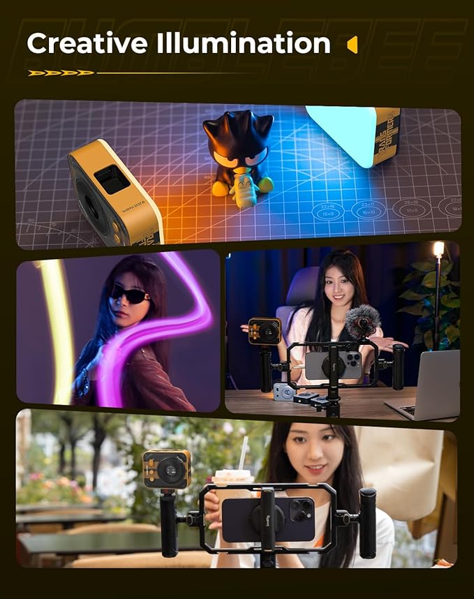 SmallRig Vibe P108 Pro Mini Led Video Light, Portable Camera Light for Photography, Cold Shoe Light, CRI95+, 2500-6500K, 12 Effects, Small Fill Light for Content Creator, Bumblebee Edition 5511