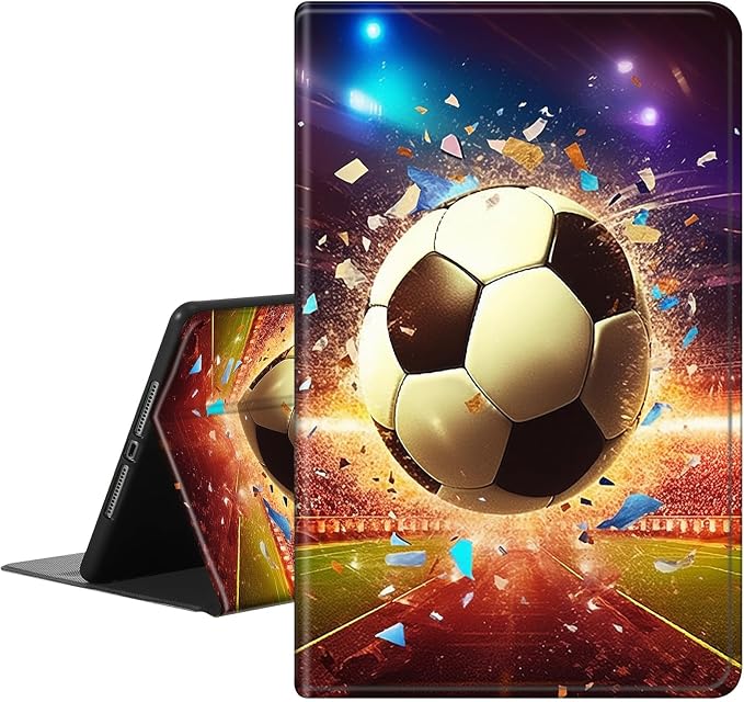 Case for iPad (A16) 11th Generation 11 Inch (2025)iPad 10th Generation 10.9 Inch (2022)PU Leather Slim Standing Smart Coverwith Auto Sleep/WakeBall on Fire
