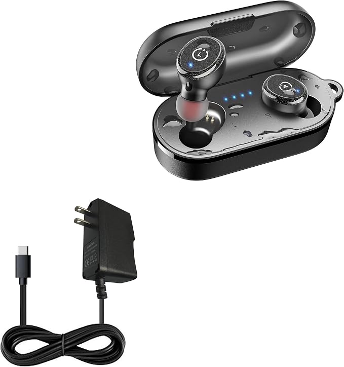 BoxWave Charger Compatible with TOZO T10 - Wall Charger Direct (15W) Rapid Charge Your Device with Built-in 3ft Cable
