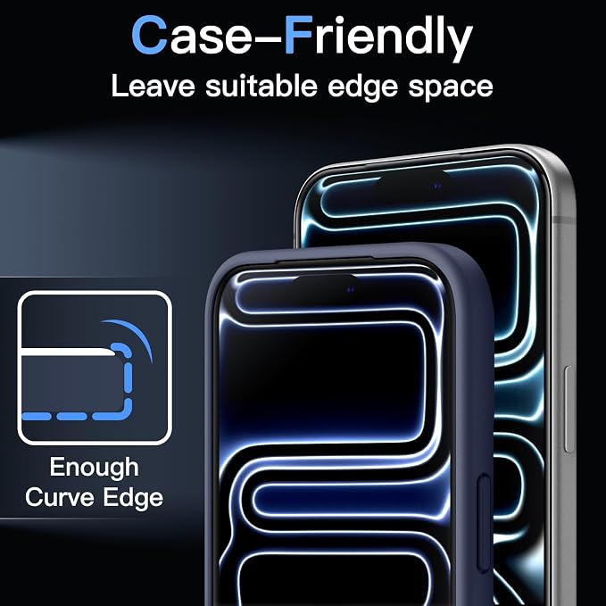 JETech Infinity AR Screen Protector for iPhone 17 Pro AR Anti-Reflective Coating 9H+ 3D Full Coverage Tempered Glass Military-Grade Shatterproof Smudge-Resistant Easy Install 1-Pack