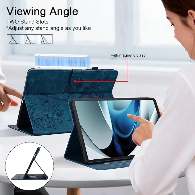 Case for iPad (A16) 11th Generation 11 Inch 2025 iPad 10th Generation 10.9 inch 2022 Auto Wake/Sleep Multi-Angle Flip PU Leather Cover with Pencil Holder Blue