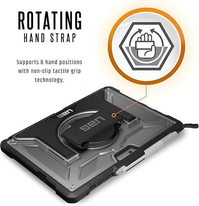URBAN ARMOR GEAR UAG Microsoft Surface Go 4 / Surface Go 3 / Surface Go 2 / Surface Go Case [10.5-inch Screen] w/Hand Strap Outback Feather-Light Rugged Military Drop Tested Cover Black