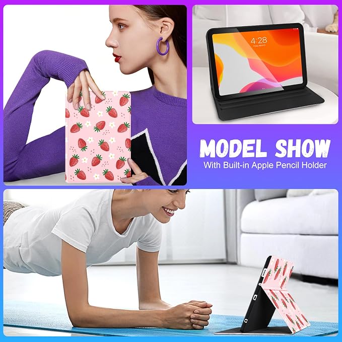 Uppuppy for iPad Air 3rd Generation Case for Apple iPad Pro 10.5 Inch Case Cute Kids Girls Women Girly Kawaii Teens Strawberry Pretty Unique Design Cover for iPad Air 3 Gen 2019 Pro 10.5 Cases
