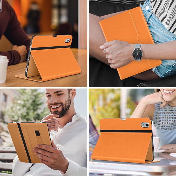 DTTO for iPad Air 11-inch Case M4/M3/M2 (2026/2025/2024) iPad Air 5th / 4th Generation (2022/2020) Premium Leather Business Folio Stand Cover with Pencil Holder - Auto Sleep/Wake Brown