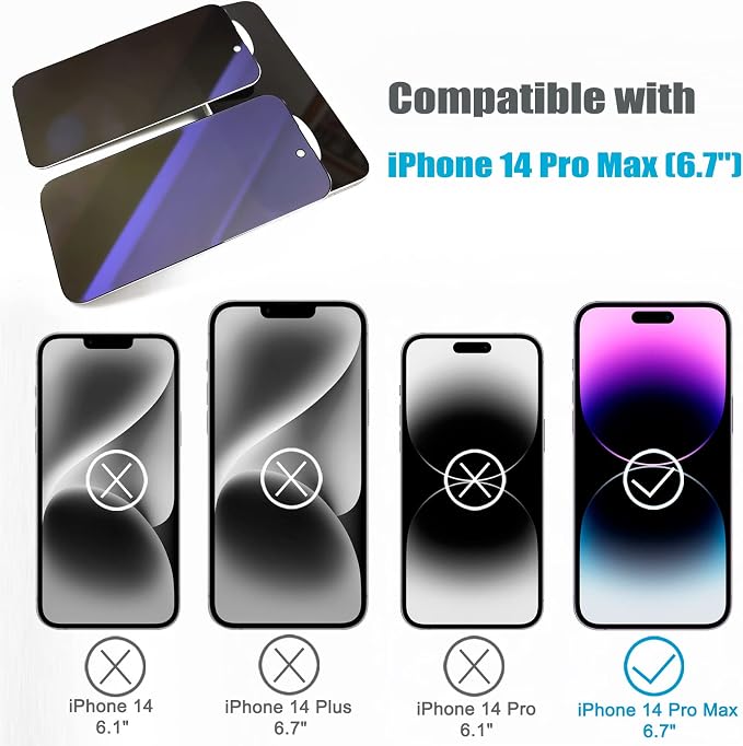2 Pack Compatible with iPhone 12 Pro Max Privacy Screen Protector Anti-Spy Anti-Blue Light Eye Protection Tempered Glass Film Scratch Resistant Full Coverage Case Friendly