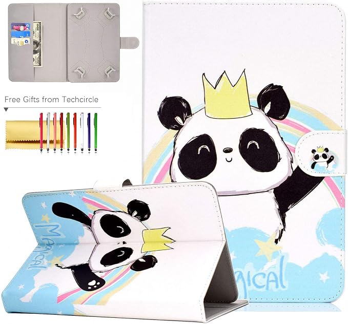 Universal 7 Inch Tablet Case Techcircle Ultra Slim Lightweight PU Leather Stand Folio Flip Wallet Protective Shell Case [Card Slots] [Magnetic Closure] for All 7 Android Tablet PC Cherry Blossom