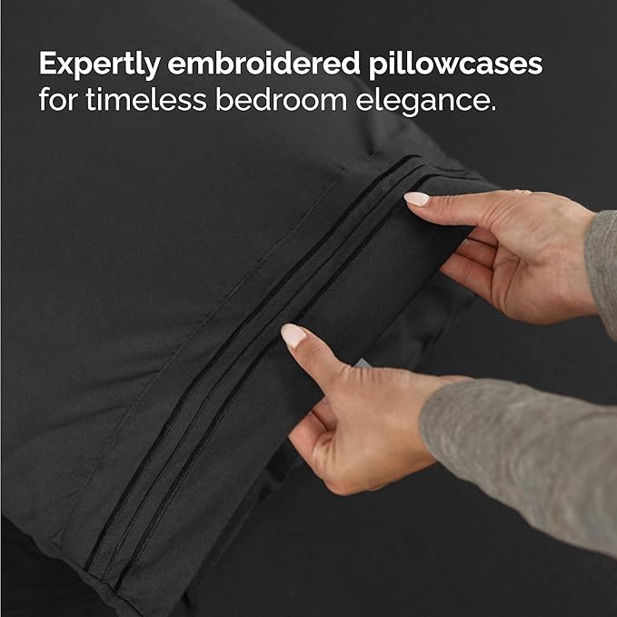 Twin Size 3 Piece Sheet Set - Comfy Breathable & Cooling Bed Sheets Set - Hotel Luxury Bedding for Women, Men, Kids, Teens, Boys & Girls - Deep Pockets, Ultra-Soft and Wrinkle Free - Oeko-Tex - Black