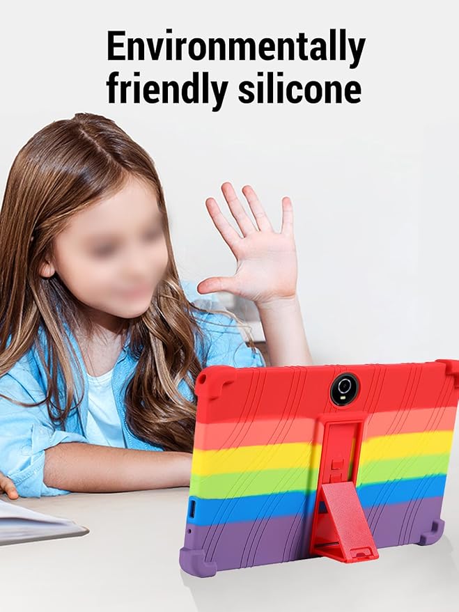 for WXUNJA PTB 2025 (11 Inch) Android 16 Tablet Protective case Shockproof Lightweight Silicone Protective Cover with Stand Child-Friendly Protection Easy to Clean Design Rainbow.