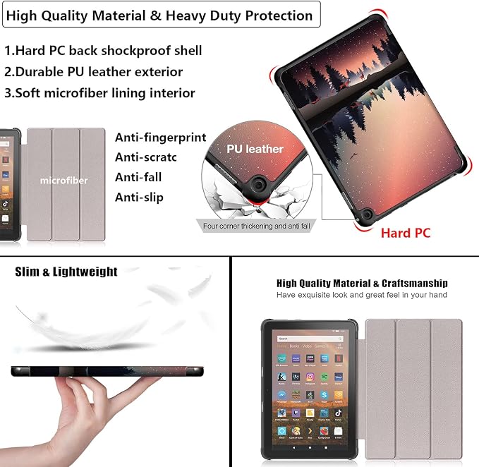 Slim Case for Amazon Fire Max 11 Tablet (13th Generation 2023 Release) Trifold Lightweight Hard Shell PU Leather Stand Folio Protective Cover with Auto Wake/Sleep Colored Graffiti Doodle