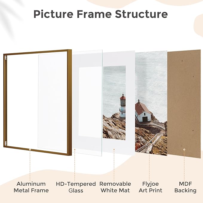 12x12 Frame - Metal Square Picture Frame With Tempered Glass 12x12 Frame With Mat For 8x8 Minimalist Modern Poster Frame Home Wall Decor Hanging Hardware Included, Bronze