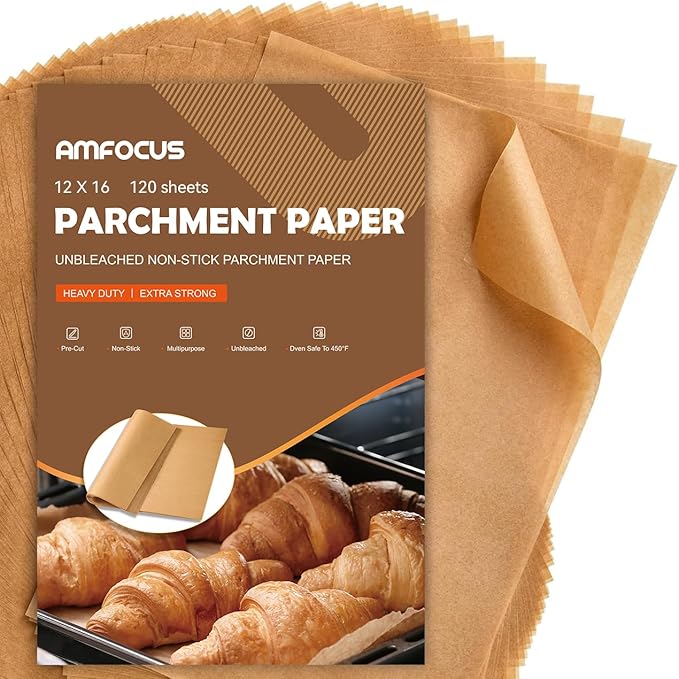 200 Pcs Parchment Paper Sheets, Unbleached Baking Parchment Sheets for Baking, 12x16 Inch Non-Stick Pre-cut Baking Paper Liners for Oven, Airfryer, Steam - Fit for Half Sheet Pans