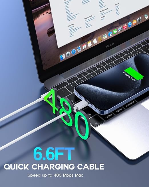 USB C to USB C 240W USB C Cable 2-Pack 10ft C to C Cable Fast Charging for MacBook Pro/MacBook Air iPad Pro/iPad Air iPhone 16 15 Pro Max Plus Samsung GalaxyCompatible 140W/100W/65W/45W/35W/20W