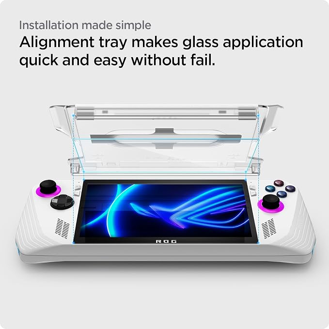 Spigen GlasTR EZ FIT Screen Protector Tempered Glass for ROG Ally [2 Pack] | 9H+ Tempered Glass Auto align tray 100% clarity Original touch Scratch Resistant 7  Case-friendly