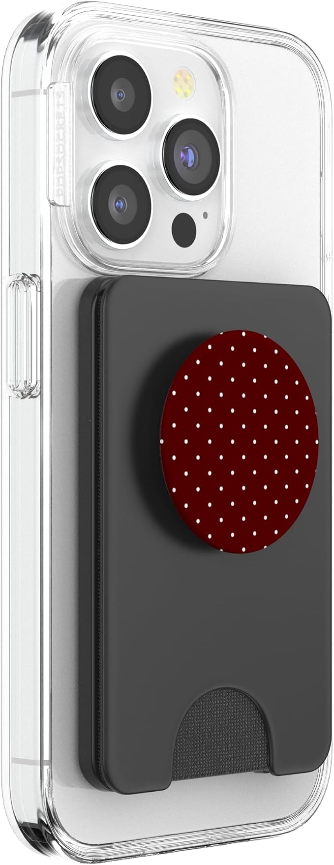 Maroon and White Polka Dot Aesthetic Cute Tiny Polkadot PopSockets PopWallet for MagSafe