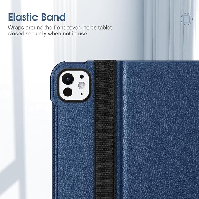 Fintie Folio Case for iPad Pro 11-inch (M5) 2025 / (M4) 2024 - Multiple Angles Viewing Stand Protective Cover with Pencil Holder & Pocket, Auto Wake/Sleep, Navy