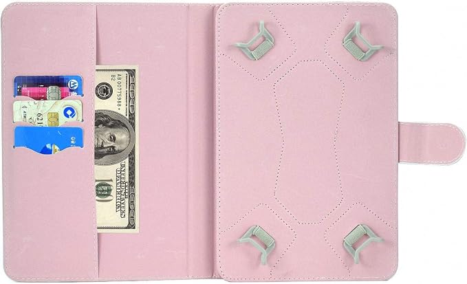 Universal 7 Inch Tablet Case Techcircle Ultra Slim Lightweight PU Leather Stand Folio Flip Wallet Protective Shell Case [Card Slots] [Magnetic Closure] for All 7 Android Tablet PC Cherry Blossom