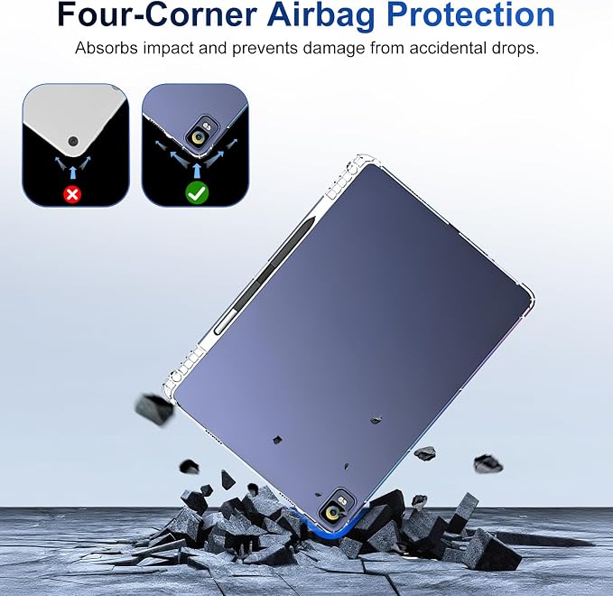 Case for XPPen Magic Drawing Pad 12.2 Inch – Clear TPU Protective Cover with Built-in Pen SlotFour-Corner Airbag Shockproof DesignSlim Anti-Scratch Transparent Tablet Case