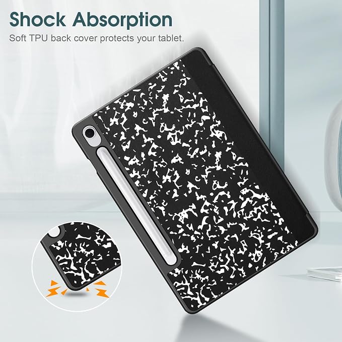 Fintie Slim TPU Case for Samsung Galaxy Tab S10 Lite/S10 FE/S9 FE 5G 10.9 | Tri-Fold Viewing Stand Full Protection S Pen Holder Auto Sleep Wake Black