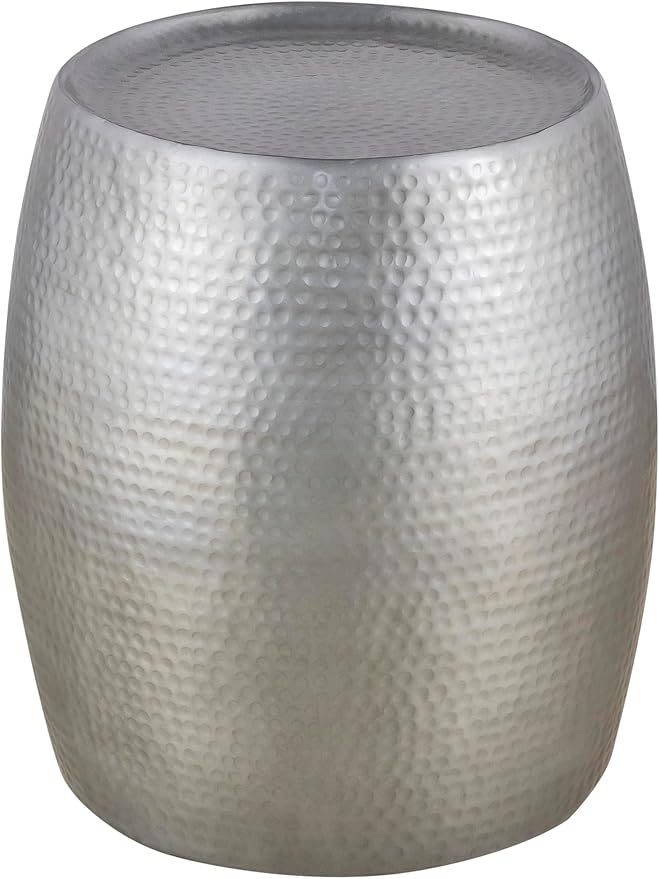 ET501 Modern Contemporary Aluminum Material 21" Height End Table, Side Table with Hand Hammered Design Antique Silver