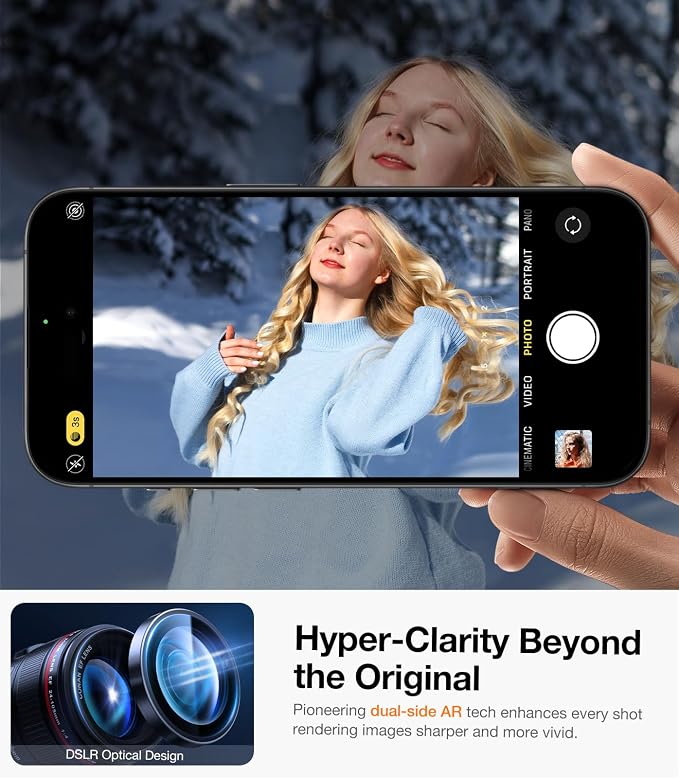 UltraGlass for iPhone 16 Pro Max/16 Pro Camera Lens Protector [NO.1 Military Grade Shatterproof] iPhone 16 Pro Max Camera Protector 16 Pro Lens Cover [Longest Durable] Easy Install Black Titanium