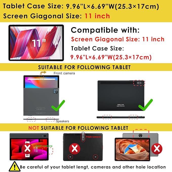 DETUOSI 11 inch Tablet Case Compatible with COLORROOM Android 14 AOCWEI X800 with Shoulder Strap and Stylus Pen Multi-Angle Protective Cover for TECLAST P50 Dazzling Dark Blue