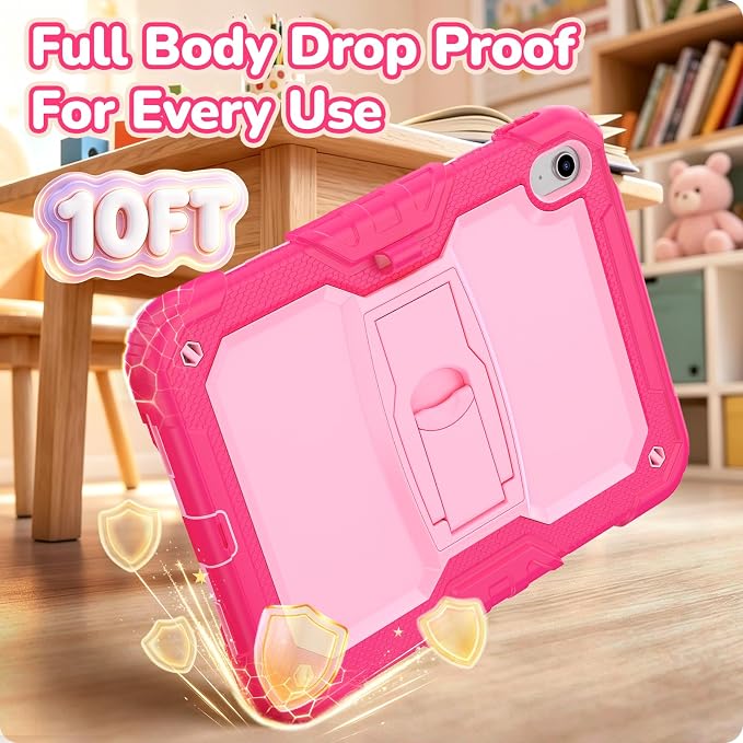 HXCASEAC Case for iPad 9th/8th/7th Generation Case Kids Boys Drop Proof | Built-in Screen Protector Pencil HolderStand Protective Silicone Shockproof Hard Rugged Black