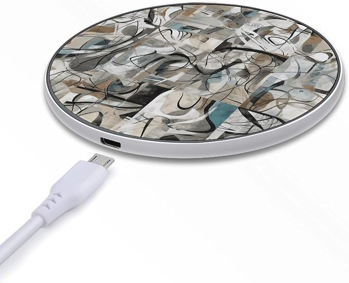 Art Print Color Pattern Wireless Charger Aluminum Alloy Frame 10W Fast Charging Pad with Indicator Light 6mm Thin &amp Portable Wireless Charging Pad for Travel Home Office Desk