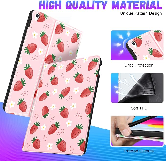 Uppuppy for iPad Air 3rd Generation Case for Apple iPad Pro 10.5 Inch Case Cute Kids Girls Women Girly Kawaii Teens Strawberry Pretty Unique Design Cover for iPad Air 3 Gen 2019 Pro 10.5 Cases