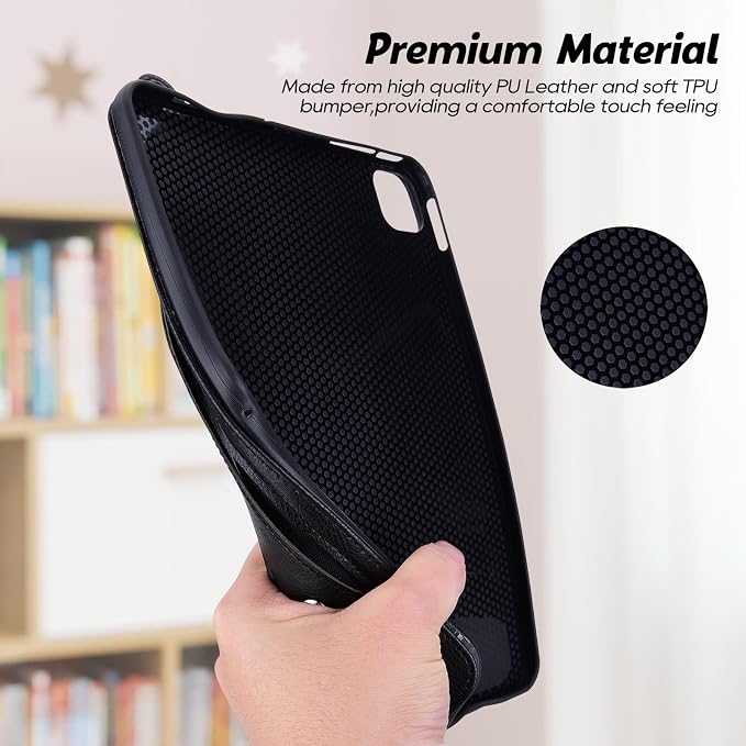 Slim Case for Apple iPad 10th Generation 10.9 Inch 2022 PU Leather Lightweight Hand Strap Stand Feature Drop Protection Back Cover for iPad 10th Gen 10.9 Black