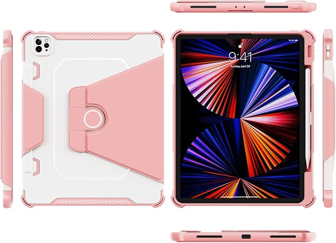 Kids Case for iPad Pro 11 M5/M4 &amp iPad Air 11 (2026/2025/2024) Shockproof Case with Pencil Holder Techcircle Light EVA Foam Handle Stand Bumper Protective Child Friendly Drop Proof Cover Black
