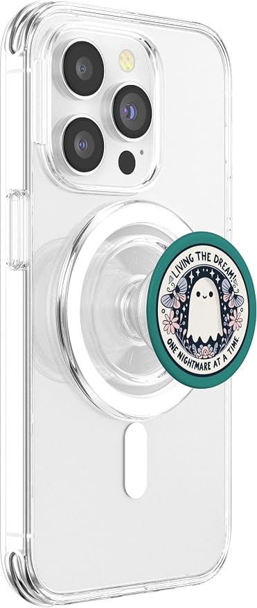 Spooky Ghost Dark Humor Living the Dream Bookish Reading PopSockets PopWallet for MagSafe