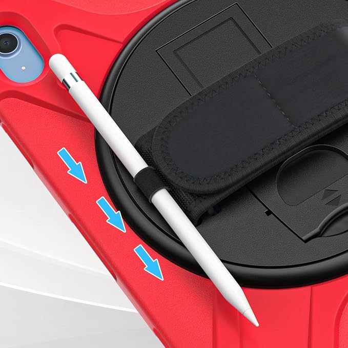 ZenRich Shockproof Case for iPad (A16) 11th/10th Generation Black | Pencil Holder 360° Rotating Kickstand Hand Strap Adjustable Carrying Strap Heavy Duty Rugged