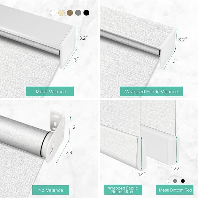 Kilonity Motorized Roller Shades, Light Filtering Remote Control Custom Window Shades Compatible with Alexa Google Assistant via RF Hub, Rechargeable Electric Blinds for Windows (Texture White)