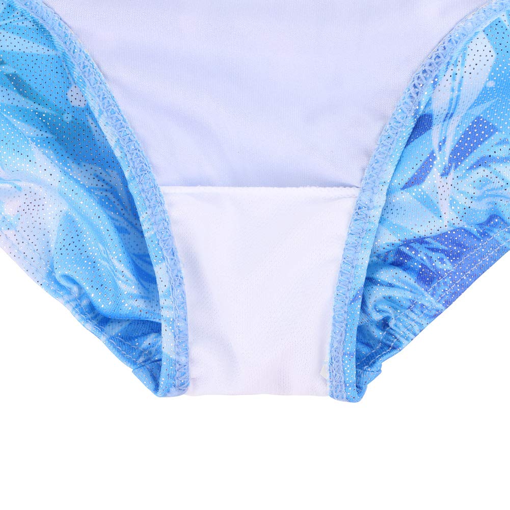 TFJH E Girls Gymnastics Leotard 3/4 Sleeve Sequin Snowflake Blue 2T-3T