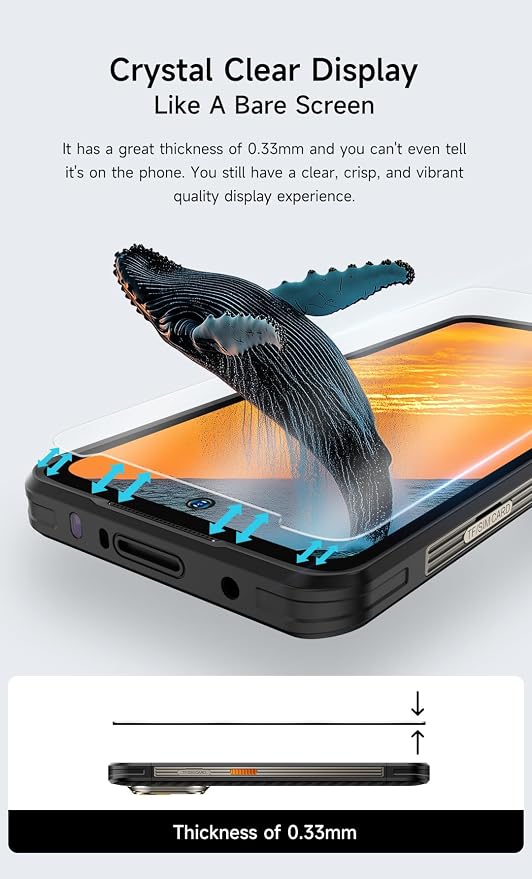 Ulefone 2-Pack Screen Protector Armor 27 Series Shatterproof Tempered Glass [9H Hardness] [99.99% HD Clear] [Anti Fingerprint] Armor 27 Series