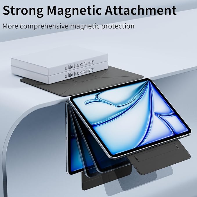 Dynamic Folio Magnetic Case for iPad A16 11th/10th Gen 11/10.9 inch | Removable Cover with 20+ Multi-Angle Stand Strong Attachment| Detachable Clasp| Ultra Thin| Auto Wake/Sleep Black